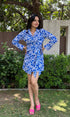 Electric blue wrap around dress