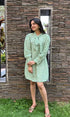 Abstract green neck tieup dress